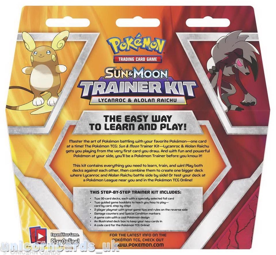 Pokemon TCG Sun and Moon Trainer Kit Lycanroc & Alolan Raichu: 2 x 30 ...